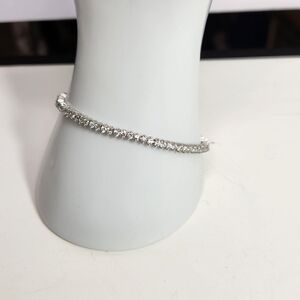 cz silvertone costume tennis bracelet dainty 7.5inch sparkly simple